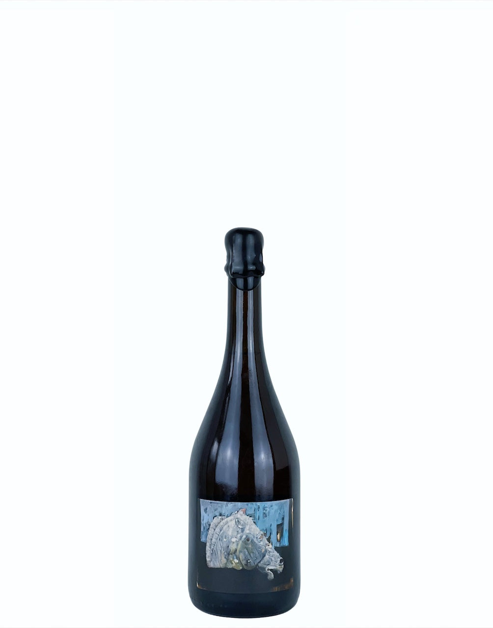 A bottle of Fine, a sparkling natural wine of Bergianti made with Lambrusco di Sorbara grapes.